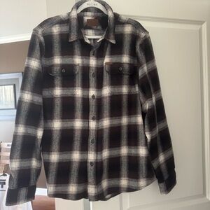Orvis Black and White Plaid Button-Up Shirt